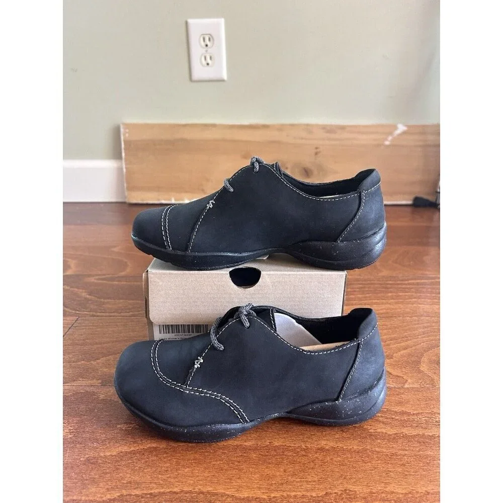 Clarks Womens Roseville Rio Oxford‎ Casual Shoes Black Leather 5 M NEW